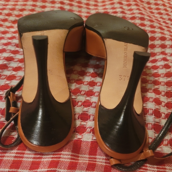 Manolo Blahnik Brown Leather Strappy Heels Size 37.5 - Picture 10 of 15